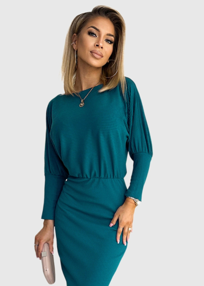 Giuseppa dark green long sleeve dress