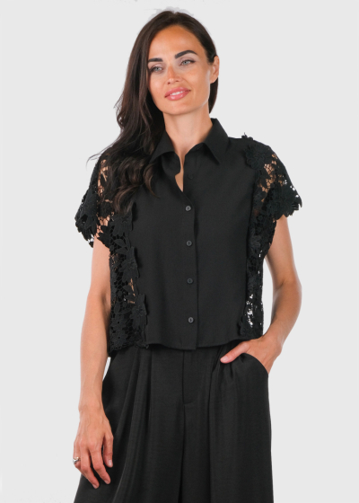Simran black blouse with lace