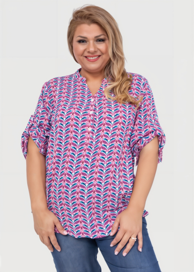 Katriona Plus Size pink printed blouse