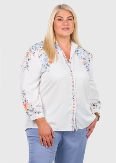 Sierra Plus Size white floral printed blouse