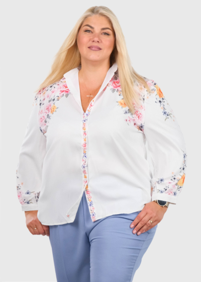 Sierra Plus Size white floral printed blouse