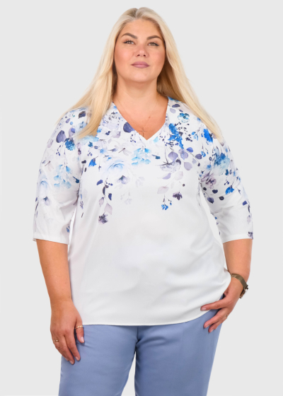 Camila Plus Size white floral printed blouse