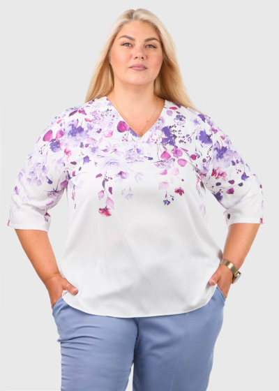 Camila Plus Size white floral printed blouse