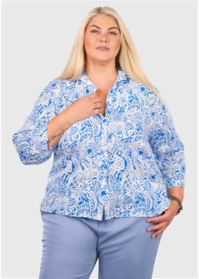 Kira Plus Size blue printed blouse