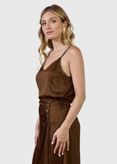 Esmina brown thin shoulder straps top