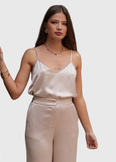 Esmina beige thin shoulder straps top