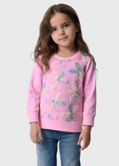 Rossana pink sweater an applique