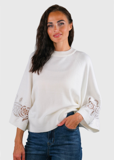 Zamira white sweater with an embroidery