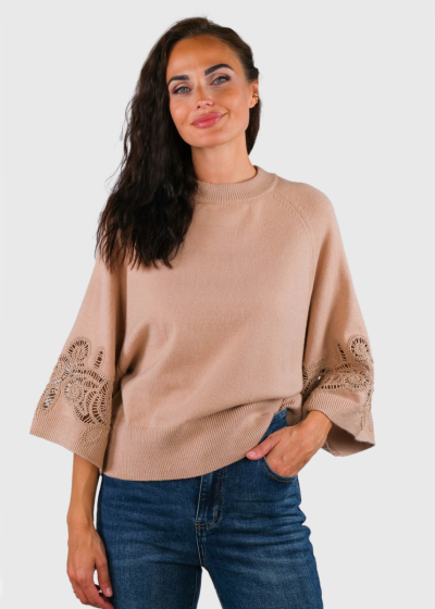 Zamira beige sweater with an embroidery