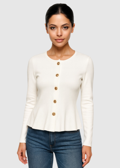 Selena white women's cardigan with buttons