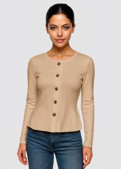 Selena beige women's cardigan with buttons