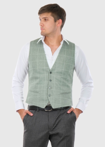 Angelo light green classic checkered vest