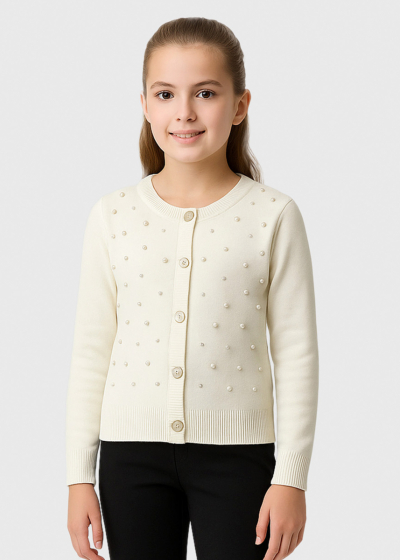 Lauren white sweater with rhinestones