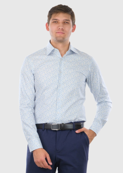 Egidio Slim Fit мужская белая рубашка с узором