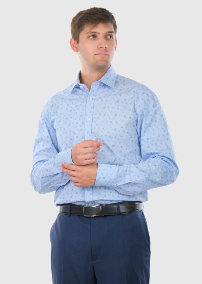Egidio Slim Fit мужская голубая рубашка с узором