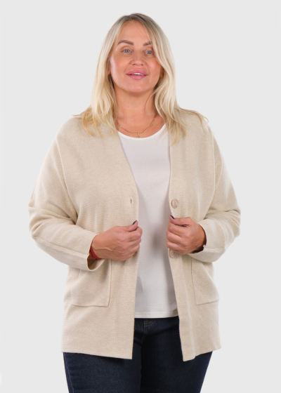 Katina light beige cardigan with pockets