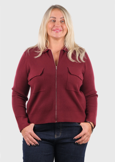 Kamila bordo short zipped cardigan