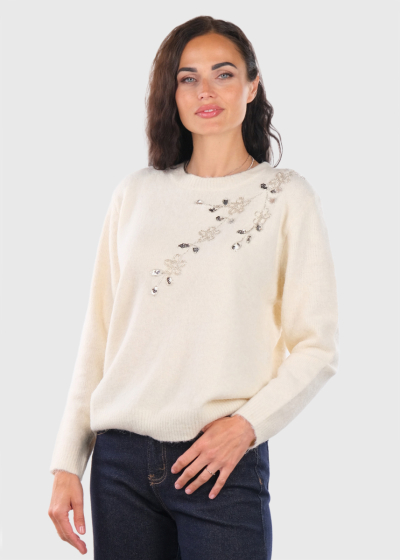 Keito beige sweater with applique