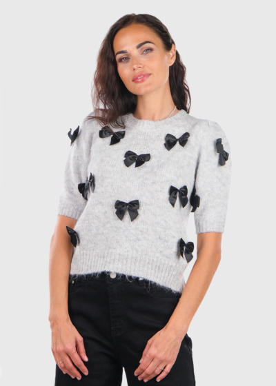 Kat серый джемпер с бантами