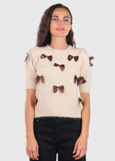 Kat beige sweater with bows
