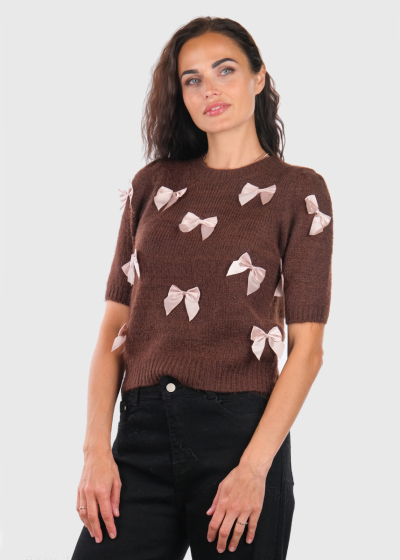 Kat brown sweater with bows