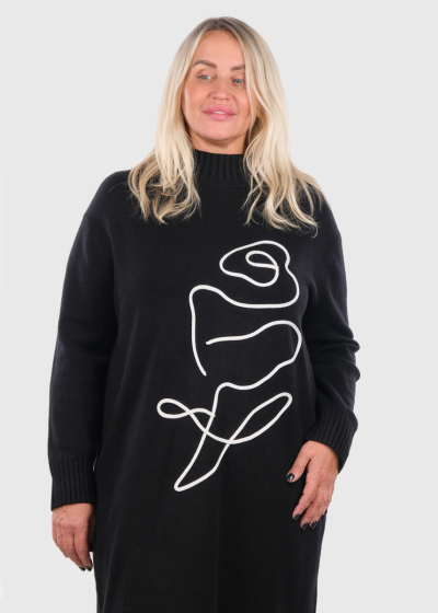 Kaiyo melna džemperkleita ar rakstu 