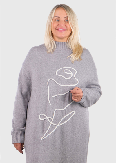 Kaiyo pelēka džemperkleita ar rakstu 