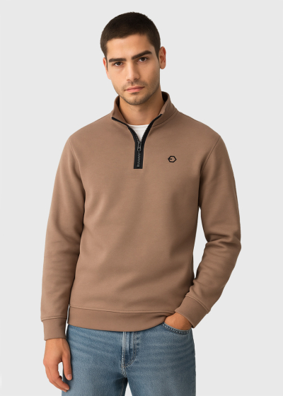 Dark beige zipped sweatshirt 