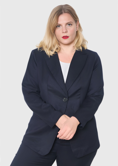 Jeannette Lielo izmēru tumši zila sieviešu žakete