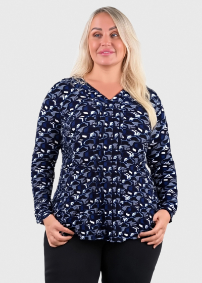 Jade Plus Size dark blue printed blouse
