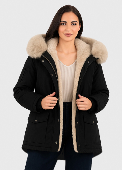 Jarvisa black jacket with faux fur