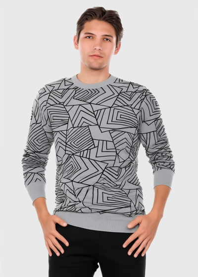 Jedi grey sweater in geometric print