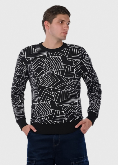 Jedi black sweater in geometric print
