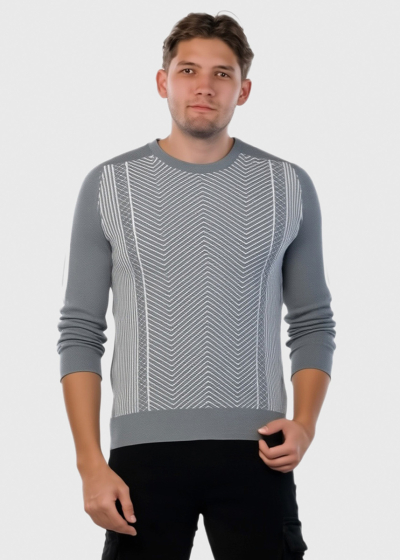 Javier grey sweater in geometric print