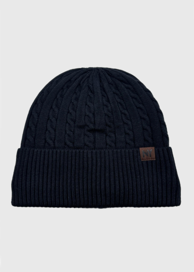 Mike black braided knit hat