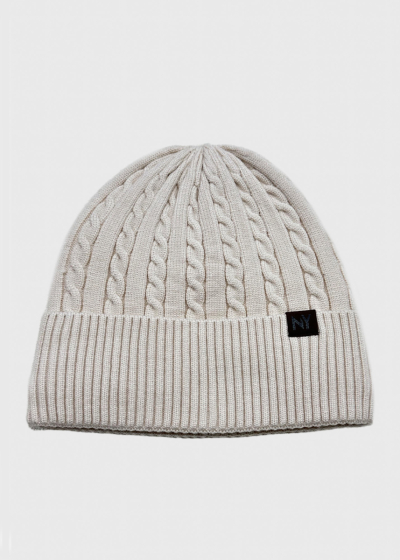 Mike beige braided knit hat