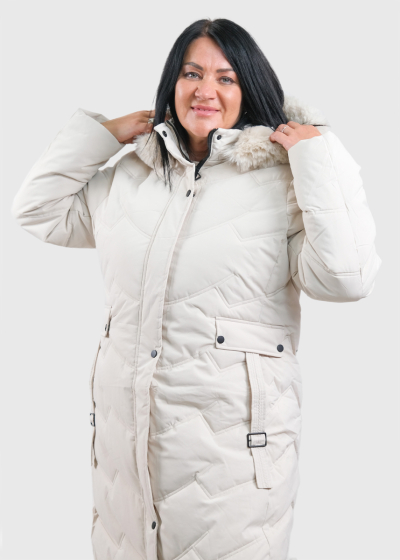 Mariah светло-бежевая длинная куртка Большого Размера