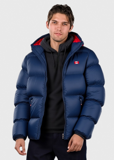 Enzo blue short hooded jacket