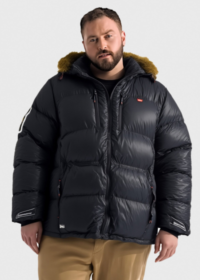 Evans Lielo izmēru melna jaka ar kapuci