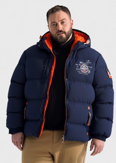 Enes Plus Size dark blue hooded jacket