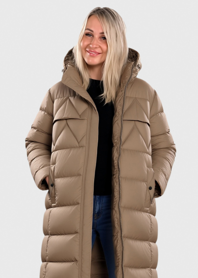 Elena светло-коричневая удлиненная куртка Большого размера