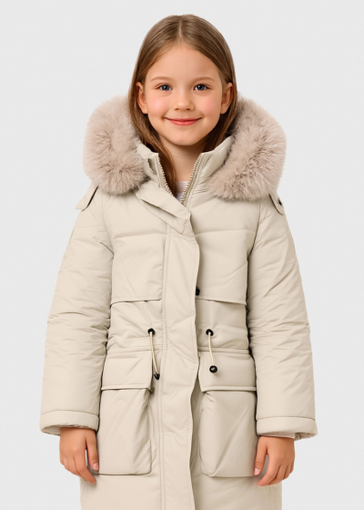 Ebru light beige longline jacket