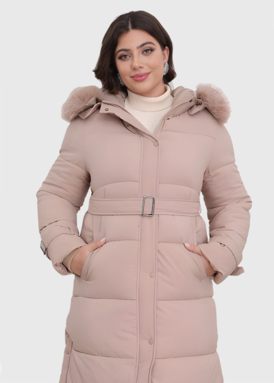 Darina Lielo izmēru bēša gara jaka ar jostu