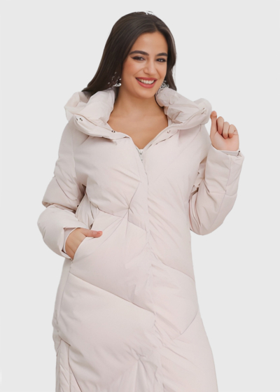 Dasha light beige long jacket with side cuts 