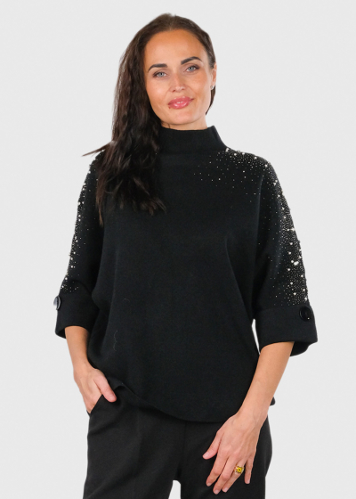 Adelaide black sweater with pearls