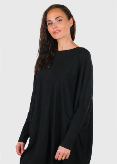 Amelia black longline sweater