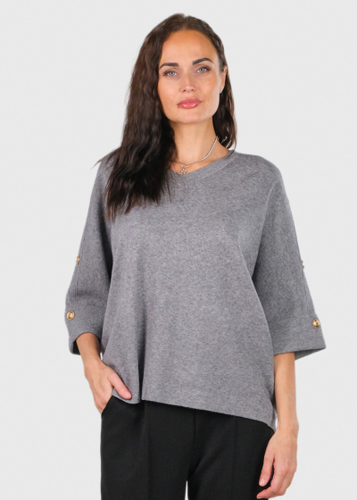 Anna grey three quarter sleeve sweater