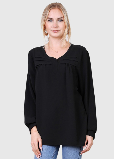 Dionisia Plus Size black long sleeve blouse