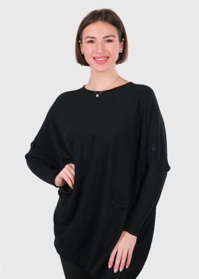 Ariana melns džemperis ar kabatām 