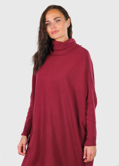 Jurata Plus Size bordo high neck sweater